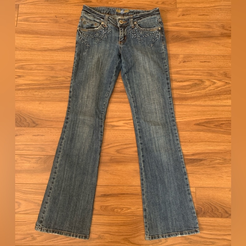 Y2K Beaded Gem Bootcut Jeans